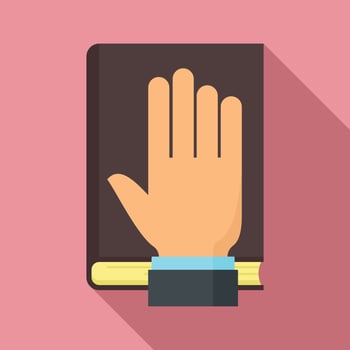 Lawyer oath icon, flat style vector