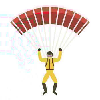 Parachute skydiver icon, flat style vector