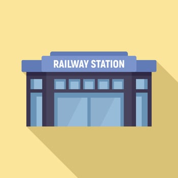 Glass railway station icon, flat style vector
