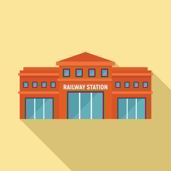 Railway station icon, flat style vector