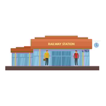 Glass railway station icon, flat style vector