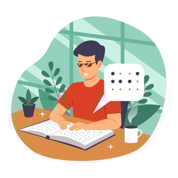 Blind Man Reading Braille vector