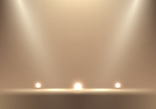 Modern luxury golden studio room with glowing neon lamp lighting ball and spotlight minimal wall scene vector