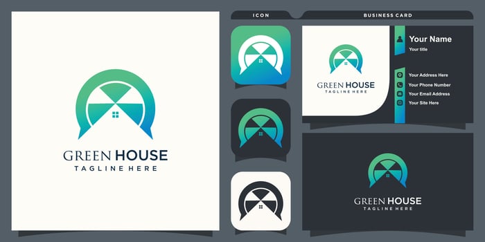 Green house logo with sunlight illustration modern concept for business premium vector