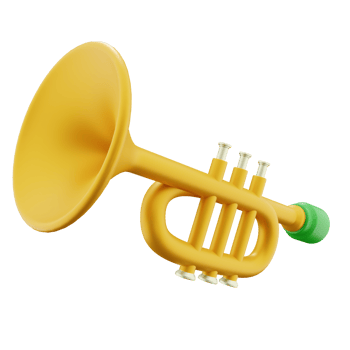 Christmas 3d gold trumpet illustration png