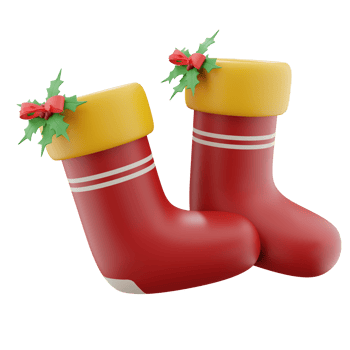 Christmas 3d red stockings with mistletoe illustration png