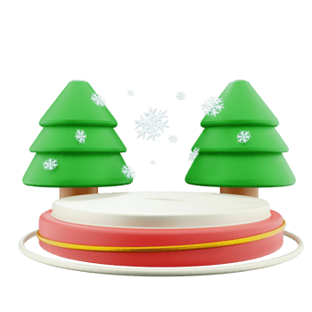 Christmas 3d podium with snowflakes illustration png