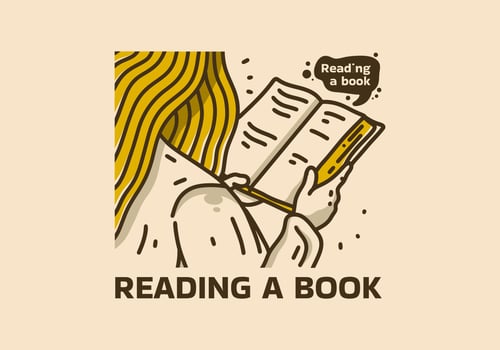 Vintage art illustration of woman reading a book vector