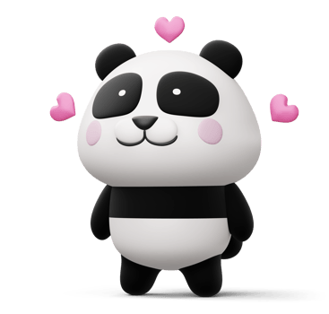 Cute panda with heart, cute animal, 3d rendering png