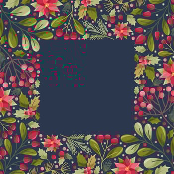 Winter Floral Border Background vector
