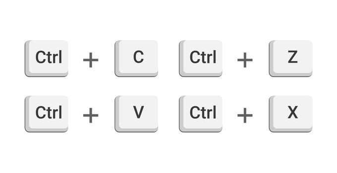 Vector of Ctrl C, Ctrl V, Ctrl Z, Ctrl X keyboard buttons.