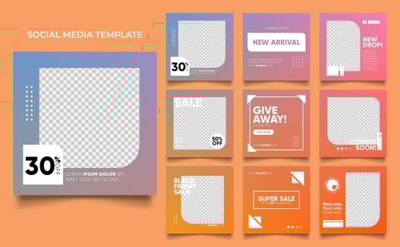 social media template banner fashion sale promotion in gradient colorful color vector