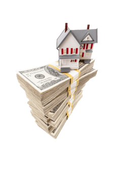 Transparent PNG Small House on Stacks of Hundred Dollar Bills.