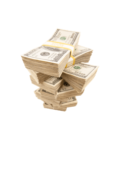 Transparent PNG stacks of one hundred dollar bills.