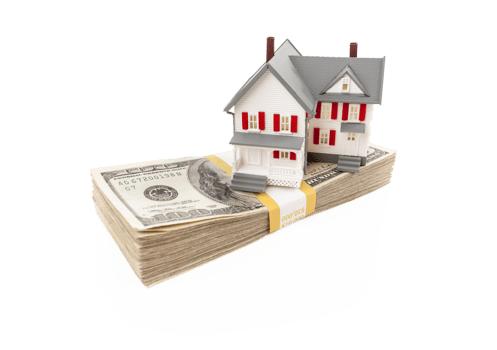 Transparent PNG Small House on Stacks of Hundred Dollar Bills.
