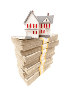 Transparent PNG Small House on Stacks of Hundred Dollar Bills.