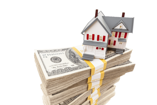 Transparent PNG Small House on Stacks of Hundred Dollar Bills.