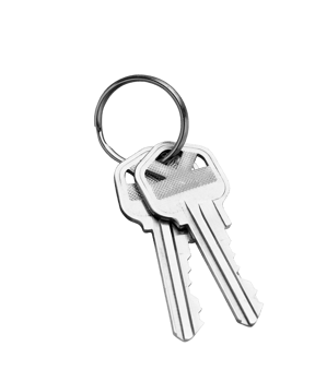 Transparent PNG Pair of New Silver House Keys.