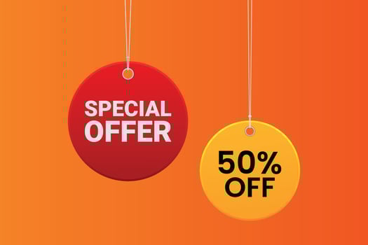 Realistic Special offer sale tag circle and the rope hanging premium vector