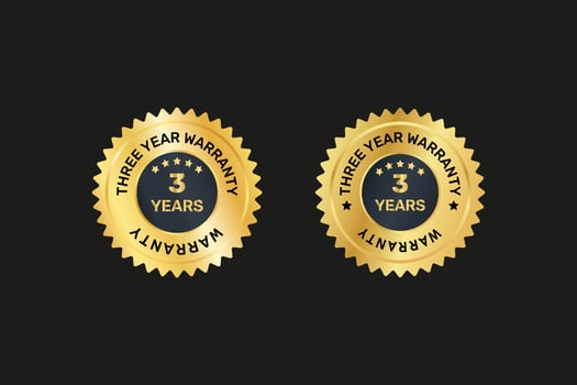 One year warranty golden labels and badges. vector