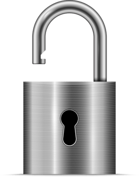 Silver unlocked padlock png