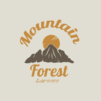 Mountain climbing, nature and forest logo illustration. abundant resources. natural wealth vector