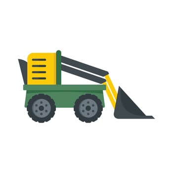 Farm excavator icon, flat style vector