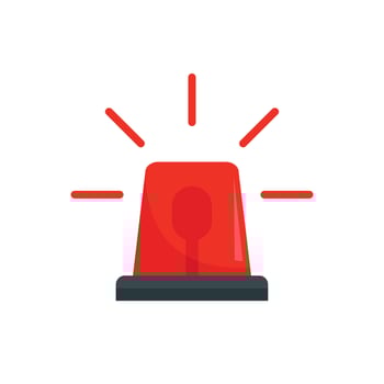 Red police flasher icon, flat style vector