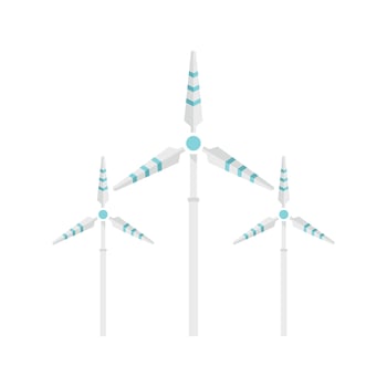 Tower wind turbine icon, flat style vector