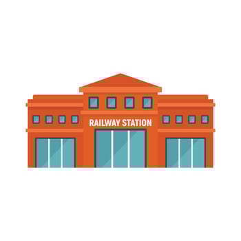 Railway station icon, flat style vector