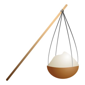 Rise basket icon, cartoon style vector