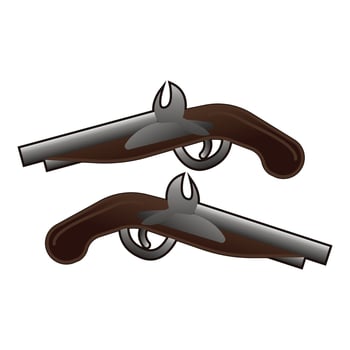 Western pistols icon, cartoon style vector