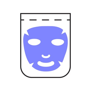 Facial mask sheet icon vector. Cleaning, whiting face and use cosmetic mask. Info-graphic in outline style illustration isolated vector