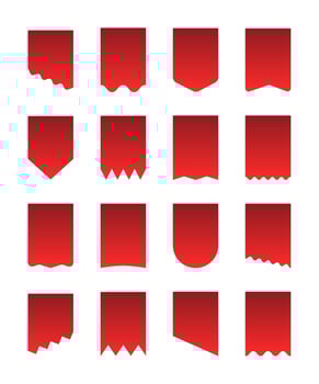 Pennant flag set Vvennon template for advertisement. Discount flyer, stickers, canvas. Heraldic pennant icons isolated vector