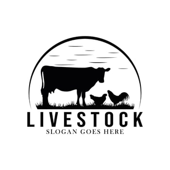 Vintage livestock logo inspiration. Farm animal design template. Vector illustration concept