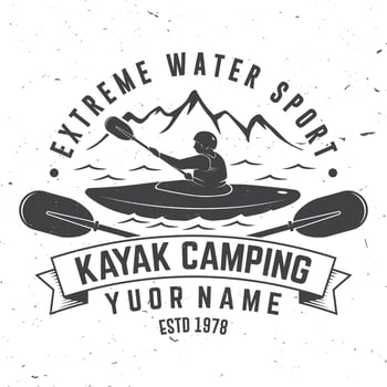 Kayak camping. Vector illustration.
