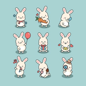 Cute Rabbit Icon Collection vector
