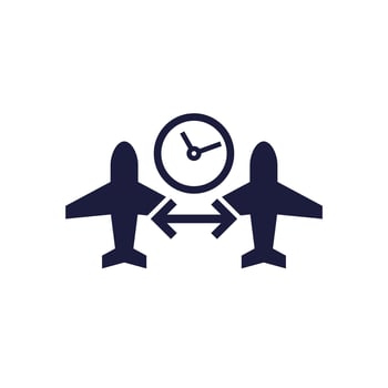 connecting flight, transit time icon vector