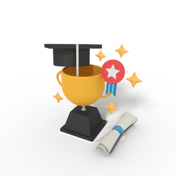 3d Illustration of graduation education trophy png