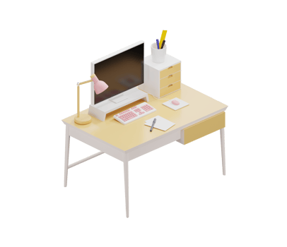 3D Desk with computer png