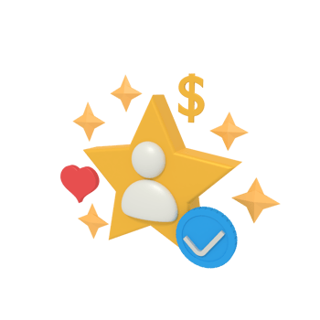 3d illustration of profile stars success png