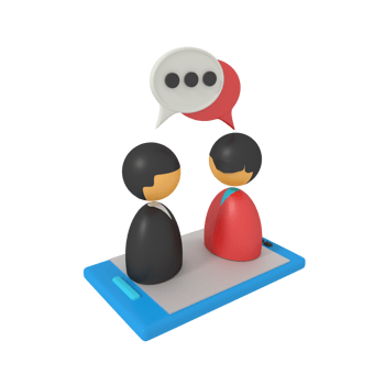 3d illustration of bubble communication two profile on phone png