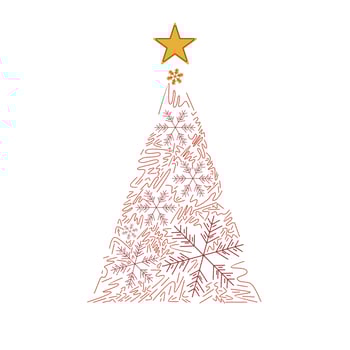 Christmas line texture tree ribbon vector