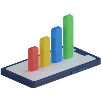 Mobile Bar Chart 3D Render Icon png