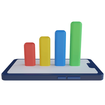 Mobile Bar Chart 3D Render Icon png