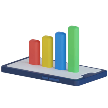 Mobile Bar Chart 3D Render Icon png