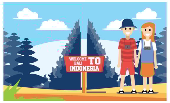 flat illustration of amazing tourist attractions in Indonesia, Vector Isometric Illustration Suitable for Diagrams, Infographics, And Other Graphic assets