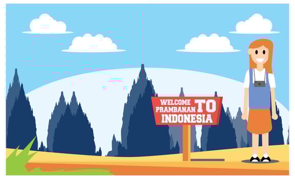 flat illustration of amazing tourist attractions in Indonesia, Vector Isometric Illustration Suitable for Diagrams, Infographics, And Other Graphic assets