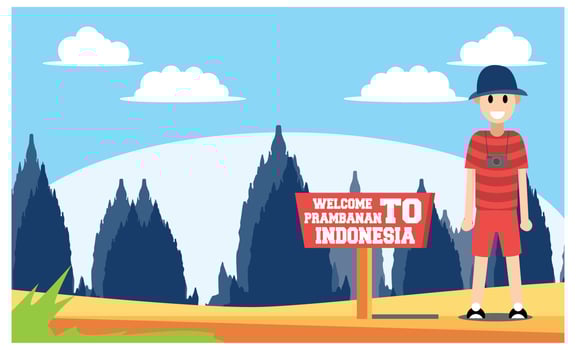flat illustration of amazing tourist attractions in Indonesia, Vector Isometric Illustration Suitable for Diagrams, Infographics, And Other Graphic assets