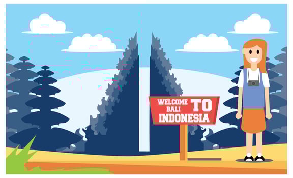 flat illustration of amazing tourist attractions in Indonesia, Vector Isometric Illustration Suitable for Diagrams, Infographics, And Other Graphic assets